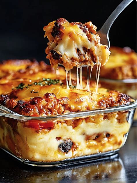 cheesy, layered casserole – dynamicdishes.com