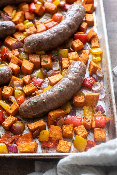Sheet Pan Sausage, Peppers and Sweet Potatoes - Flavor the Moments
