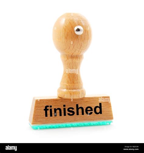 finished on stamp showing end or completed concept Stock Photo - Alamy