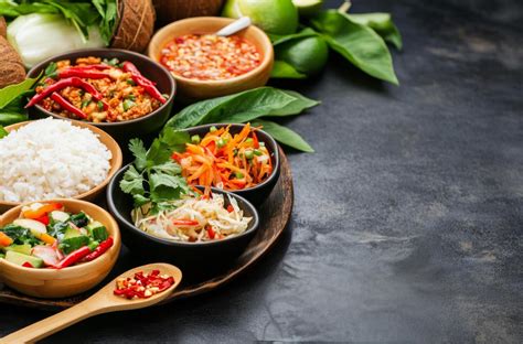 Colorful variety of fresh ingredients and dishes for a vibrant meal ...