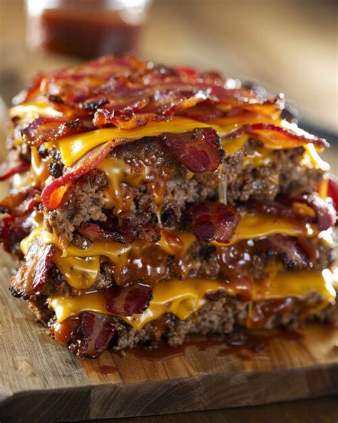 There is a stack of meatloaf on a cutting board with a knife generative ...