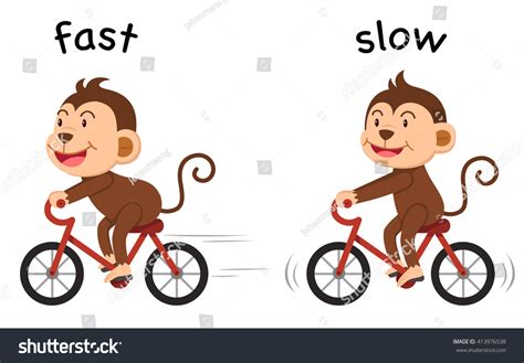 Opposite Words Fast Slow Vector Illustration Stock Vector (Royalty Free ...