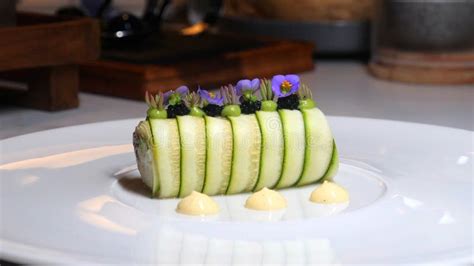 Gourmet Plated Dish Artfully Decorated with Stock Photo - Image of ...