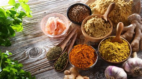 Composition with Assortment of Spices and Herbs Stock Photo - Image of ...