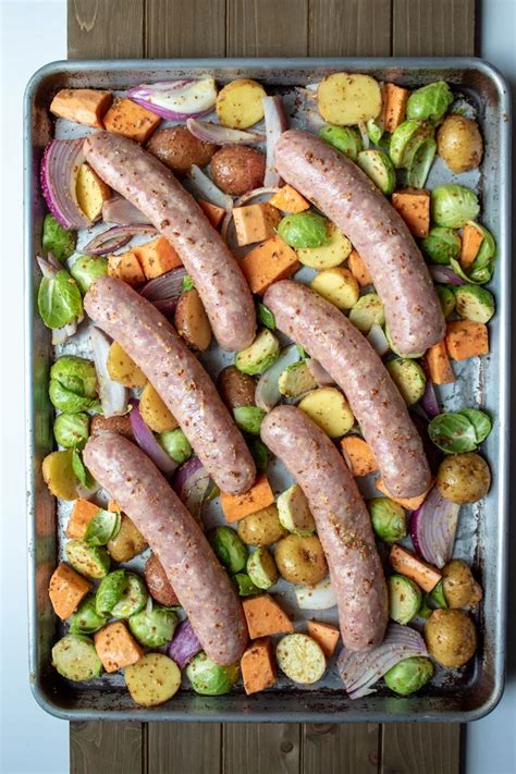 Sausage Sheet Pan Dinner with Roasted Vegetables - The Hungry Bluebird