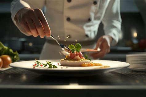 Premium Photo | Chef plating a gourmet dish