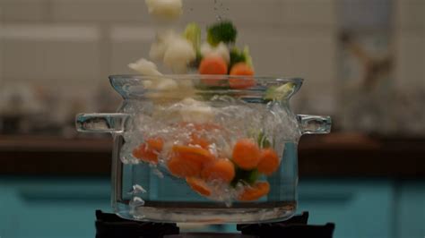 Adding Vegetables Into Transparent Pot With Stock Footage SBV-347203016 ...