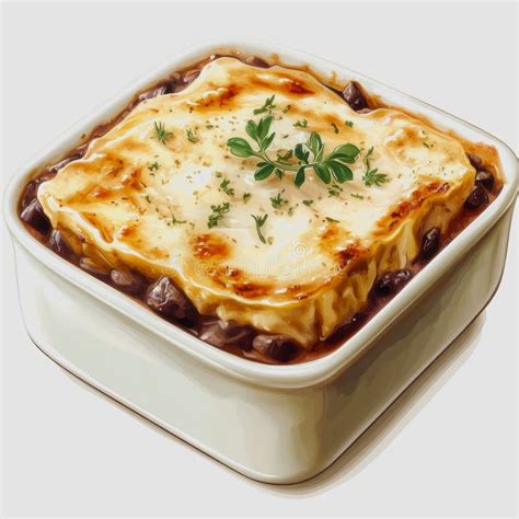 Deliciously Baked Casserole with Creamy Cheese Topping and Garnish of ...