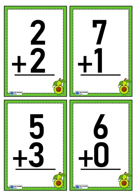 Addition Flashcards with Sums 10 or Less - Fun Teacher Files