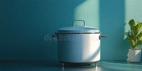 Modern Kitchen with a Large Cooking Pot Resting on a Minimalist ...