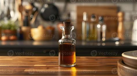 Closeup of a vanilla extract bottle in a kitchen. 48573426 Stock Photo ...