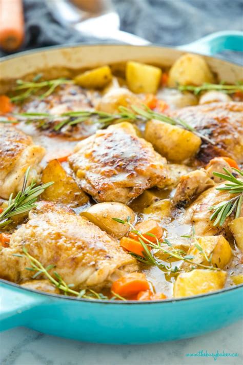 Easy One Pot Roasted Chicken Dinner - The Busy Baker