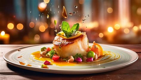 Premium Photo | Beautifully plated gourmet dish with artistic presentation