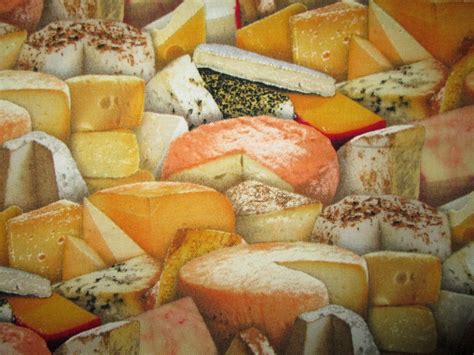 Cheese Variety Blocks Snack Realistic Food Cotton Fabric FQ | eBay