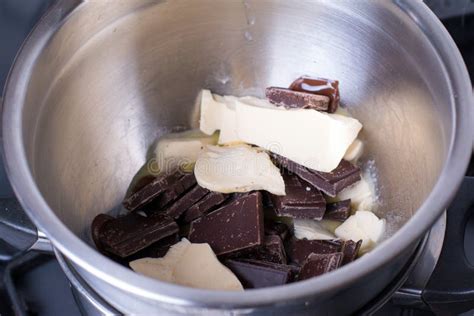 Melting Chocolate and Butter Stock Photo - Image of food, hotchocolate ...