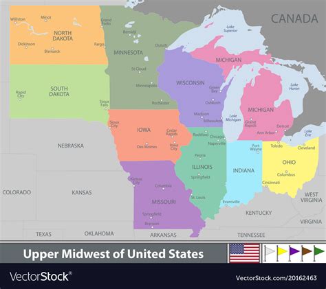 Upper midwest of united states Royalty Free Vector Image